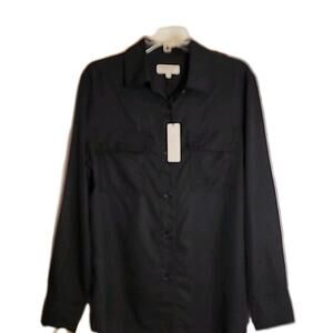 Martha Stewart Women's Signature Black Button-Up 100% Tencel Size M